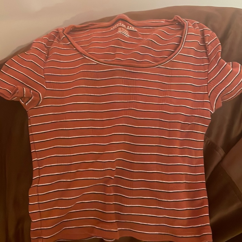 Brown/Orange striped shirt American Eagle